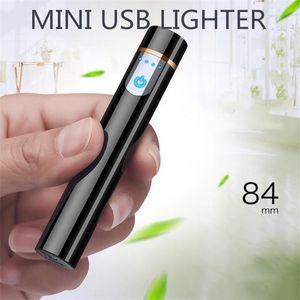 Cool USB oplaadbare boog elektrische lichtere cilindrische stroomscherm aanraakteken mini draagbare winddichte aanstekers roken