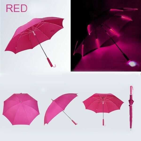 Parapluie Variable Cool avec LED, lumière à 8 nervures, Transparent avec poignée de lampe de poche, sécurité nocturne H1015240d