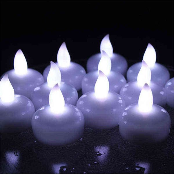 Bougies flottantes blanc froid sans scintillement, 12 pièces, bougies résistantes à l'eau, velas décoratifs spéciaux, mini bougies à piles led