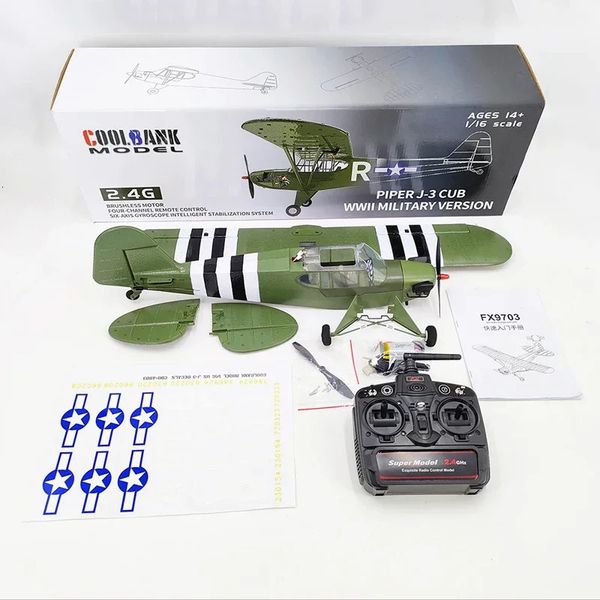 COOLBANK 1/16 J3 CUB RC Avión RTF 24Ghz 4 canales Control remoto Avión Guerra Mundial 2 Modelo de avión Juguetes FX9703 240314