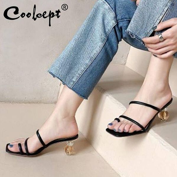 Coolcept chaussures en cuir naturel femmes talons hauts sandales Style étrange dames sans lacet chaussures femme taille 34-40