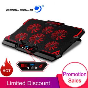 CoolCold 17 Inch Gaming Cooler Six Fan LED-scherm Twee USB-poort 2600RPM Koeling Pad Notebook Stand Laptop
