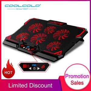 COOLCOLD 17inch Gaming Cooler Six Fan Led Screen Two USB Port 2600RPM Cooling Pad Notebook Stand Laptop