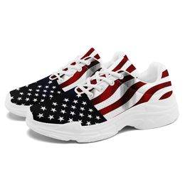 Coolcustomize Bandera de Estados Unidos personalizada, zapatilla de deporte ligera unisex, bandera de EE. UU. personalizada, plataforma con cordones, zapatos para hombre, calzado patriótico único para correr y caminar para mujer