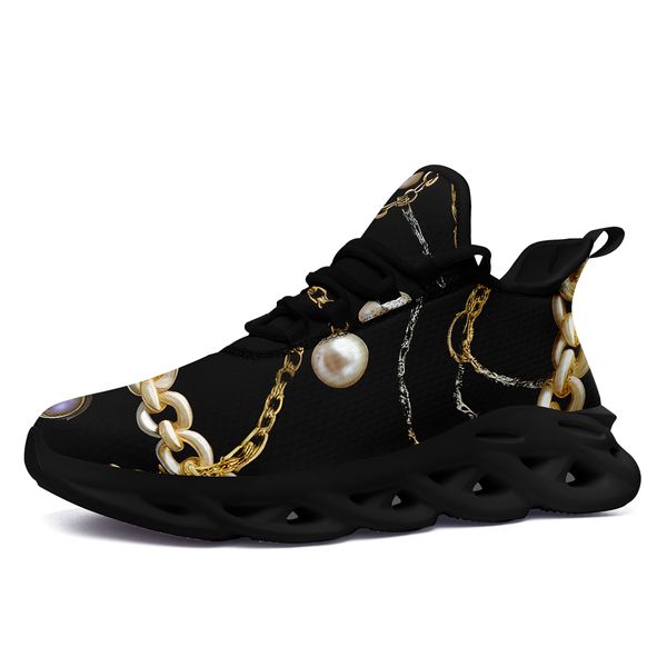 Coolcustomize diseño de cadena de oro personalizado pod de moda unisex comodidad zapatilla de deporte pod envío gratis con caja hombres mujeres pareja correr caminar tenis deportes zapatos casuales