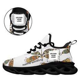 Coolcustomize DIY tema de mascota perro gato conejo retrato foto peso ligero con cordones zapatos deportivos de moda personalizado su nombre logotipo caminar correr atlético zapatillas unisex