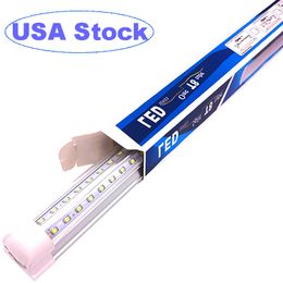 Cooler Door LED Tube V Shaped 5FT Lights 4FT 8 Feet T8 48W 72W Double Side Integrated Shop light 7200lm 10000lm 6200lm Voor Werkbank Garage usastar