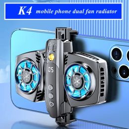 Refrigeradores K4 Turbo de teléfono móvil Turbo Huracán con pantalla de temperatura de teléfono inteligente Ventilador de refrescante dual para iPhone/Samsung/Xiaomi Cooler