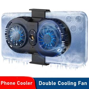 Koelers draagbare telefoon koeler halfgeleider radiator radiator dubbele koelventilator strengbare game pad houder voor iPhone 11 12 samsung xiaomi