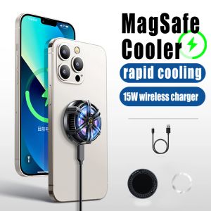 Refroidisseurs de smartphone refroidisseur pour Magsafe Magnetic Radiator 15W Chargeur sans fil Téléphone refroidissement Ventilateur de chaleur cool pour iPhone 13 12 Samsung