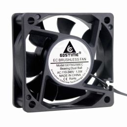 Refroidissement 1 pcs gdstime double balle 60x60x25mm AC 110V 120V 220V 240V Fan de refroidissement EC sans balais 60 mm x 25 mm DC Économie d'énergie refroidisseur de moteur 6cm