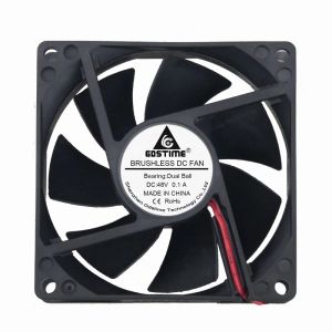 Enfriamiento 1 pieza GDstime DC 48 Volts 2pin CPU Motor Ventilador Ventilador 80 mm x 25 mm 48V Rojing de rodamiento dual Ventilador 80 mm*80 mm*25 mm 8cm 8025