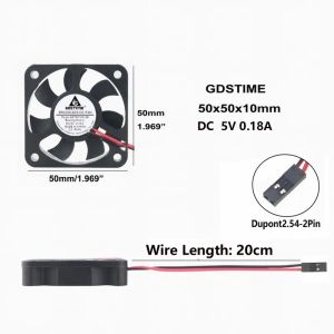 Koeling 10 PCS GDSTIME DC 5V 2pin DuPont Brushless 5010S 50x50x10mm 5010 Micromoeler draagbare axiale koelventilator