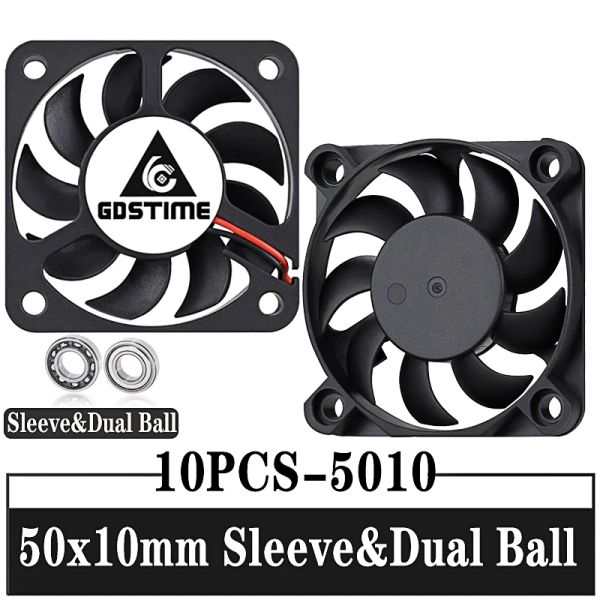 Enfriamiento 10pcs gdstime 5cm 5010 24V 12V 5v Ventilador de enfriamiento axial 50 mm*Ródido de bolas de 10 mm 50x50x10 mm CPU CPU Corriente Heavinsink Ventiladores