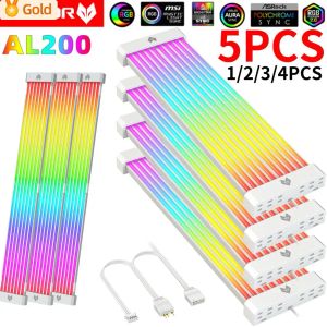 Koeling 15 stks coolmoon 24pin mootteboard extension Cord draad argb pc case led light balk 5v 3Pinx2+4pin desktop computer lamp strip decor