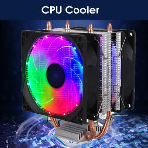 Koeling 2 warmtepijpen CPU -koeler RGB 120 mm PWM 3 PIN PC Radiator Stil voor Intel LGA 2011 1150 1151 1155 AMD AM3 CPU -koelventilator