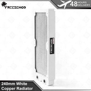 Refroidissement 240 mm Radiateur de cuivre blanc Freezemod G1 / 4 Filetage PC refroidisseur de cuivre liquide refroidissement adapté à 2 ventilateurs tsrptwwhite240