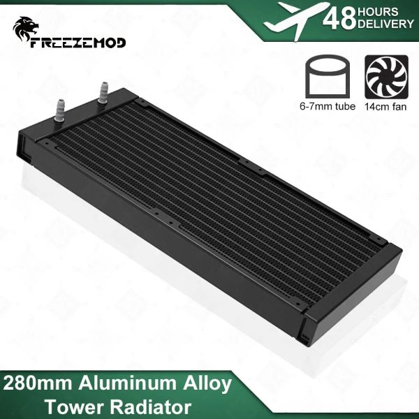 Refroidissement 280 mm Radiateur en aluminium Freezemod PC refroidisseur de refroidisseur liquide 14 voies navigables 22 mm de large aileron à onde pour le ventilateur de 14 cm SRLP22280