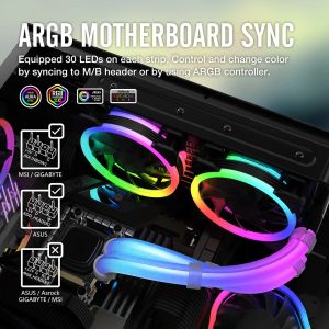 Refroidissement 2pcs kits de manchon de tube AIO Aura Sync 33cm 30 LED Viete argb flexible 5V 3pin Argb Soft Rubber pour Aura Fusion RGB Mystic Light