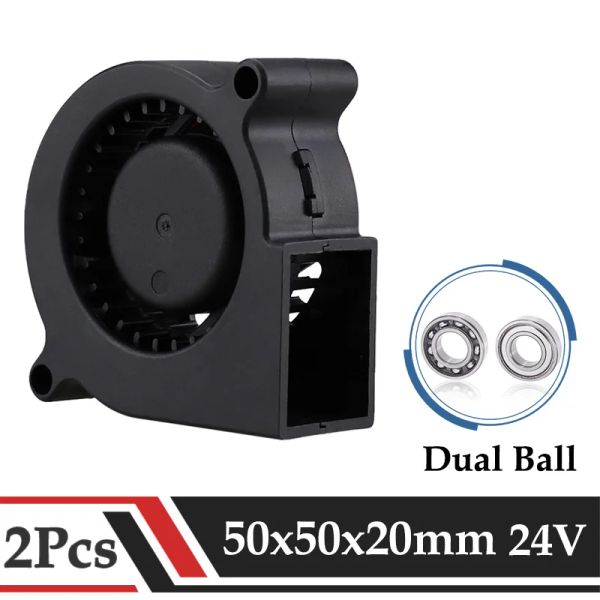 Enfriamiento 2pcs gdstime 24V 5020 ventilador de turbina ventilador de turbina 50 mmx20 mm de doble rodamiento de bolas 3D ventilador de enfriamiento Ventilador radial sin cepillo