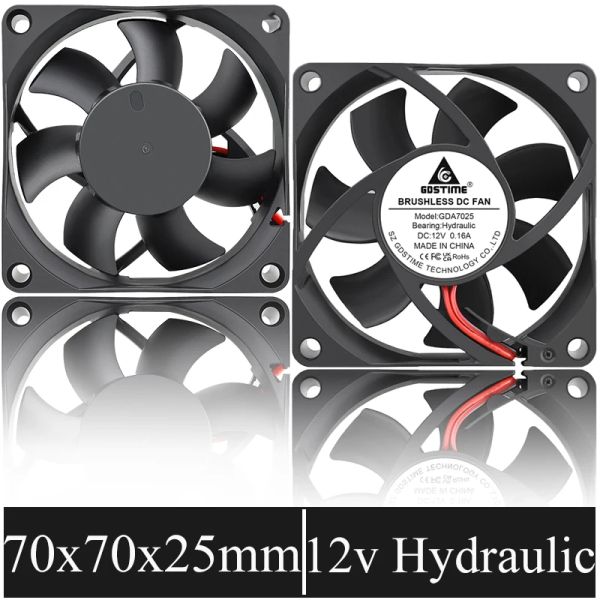 Enfriamiento 2pcs/lote gdstime 70 mm x 70 mm x 25mm DC 12V 2pin 7cm 7025 Ventilador axial de enfriamiento de la CPU de la computadora