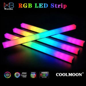 Refroidissement 4pin RVB argb 5v 3pin LED Brille colorée Lumière pour le châssis de châssis de la lampe bricolage Sync magnétique