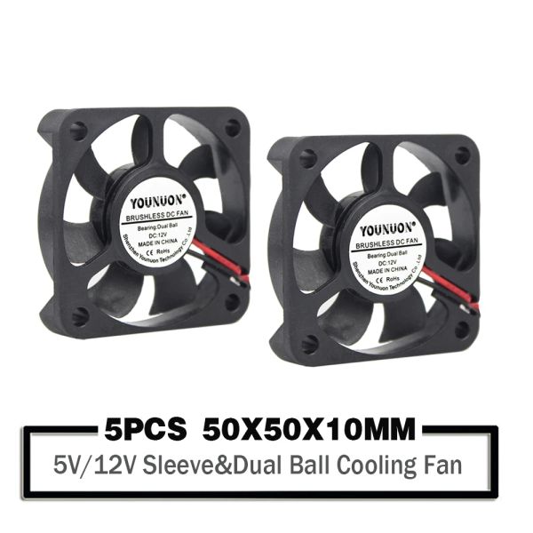 Enfriamiento 5pcs 50 mm 50x50x10 mm Ventilador 5010 5V 12v Ventilador de enfriamiento 2PIN 3PIN 5cm PC portátil portátiles Ventilador de calor de refrigerador industrial ventiladores de disipador de calor