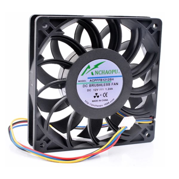 Enfriamiento nuevo Anchaopu FFB1212SH 12cm 12025 Fan de 120 mm DC12V 1.24A 4 líneas Ventilador de chasis de servidor de alta velocidad PWM