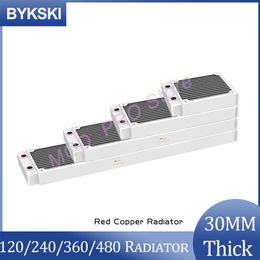 Koeling Bykski 360 mm/240 mm koperen radiator voor pc lquid koeling 30 mm dikte G1/4 '' draad 12 cm ventilator Waterkoeler Witte Wit wit