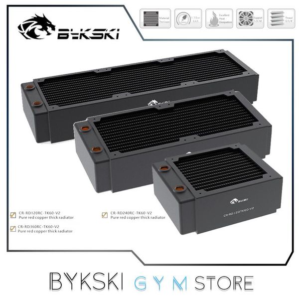 Enfriamiento Bykski Radiador de cobre de 60 mm de 60 mm 3 capas 14 FPI Computadora Agua de agua Liquid Soporte de disipador de calor de 120 mm Ventilador 120/240/360 mm