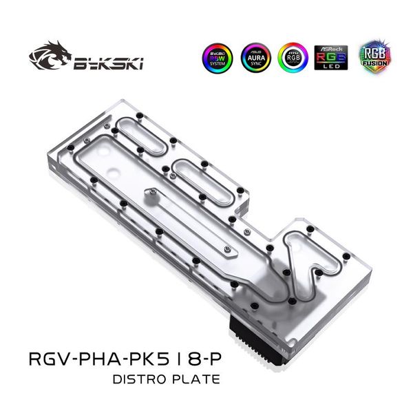 Enfriamiento Bykski Tablero acrílico Solución del canal de agua Uso para Phanteks PK518 (Evolv x) Case / CPU Bloque GPU / 3PIN RGB / Reservo acrílico