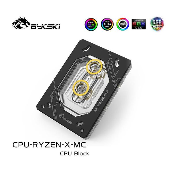 Refroidissement Bykski CPU Block Utilisation pour AMD Ryzen 3/5/7 Threadripper 1950X / X570 AM2 / AM3 / AM4 / TR4 FM Radiateur de refroidissement à eau / RGB Aura légère