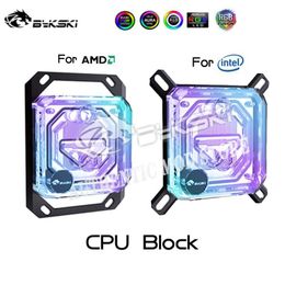 Bloque de agua de CPU Bykski de enfriamiento para Intel LGA115X 1200 1700 2011/AMD Ryzen 3/5/7 X470 X570 Procesador de agua Radiador RGB Aura Sync