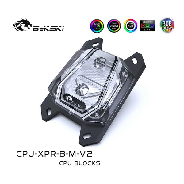 Enfriamiento Bykski CPUxPrBMV2 PC Agua enfriamiento CPU Procesador de agua Bloque de agua para AMD Ryzen3/5/7 X470 RGB Micro canal acrílico 5V RGB