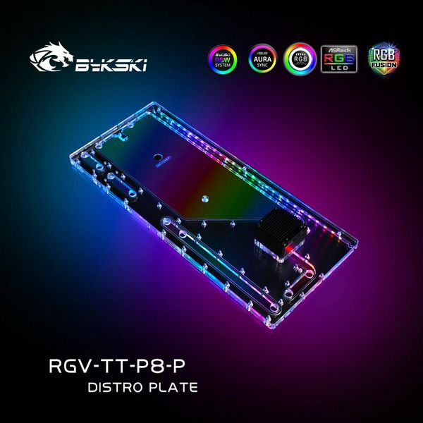 Refroidissement Bykski Distro Plate pour thermaltake noyau P8 Case RVB RÉSERVOIR DE RÉSERVOIR RÉSERVOIR PC POUR PC COLING 12V / 5V RGVTTP8P