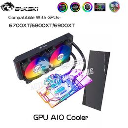 Koeling Bykski GPU AIO -koeler voor AMD -serie 6900/6800/6700 met backplate All in One VGA Water Cooling Radiator 5V RGB AURA Sync