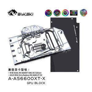 Refroidissement Bykski GPU Block Water pour ASUS ROG Strix / Dual Radeon RX6600XT O8G OC Edition Card / Copper Radiateur de refroidissement RVB / AAS6600XTX