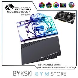 GPU de refroidissement Bykski avec bloc de plaque arrière pour MSI RTX 3060TI VENTUS 2X 8G RADIATEUR VGA BLOC GPU WaterCooler 12V / 5V RGB NMS3060TIVESX