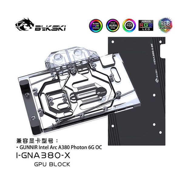 Enfriamiento Bykski IgnA380X Tarjeta de video Argb Enroler líquido para Gunnir Intel Arc A380 Photon 6G GPU Bloque de juegos PC de PC D'Auu VGA