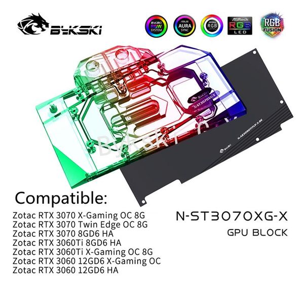 Enfriamiento BYKSKI NST3070XGX RGB BLOQUE DE AGUA GPU PARA ZOTAC GEFORCE RTX 3070 X Gaming OC 8G/Twin Edge/ZOTAC 3060/3060TI Tarjeta de video