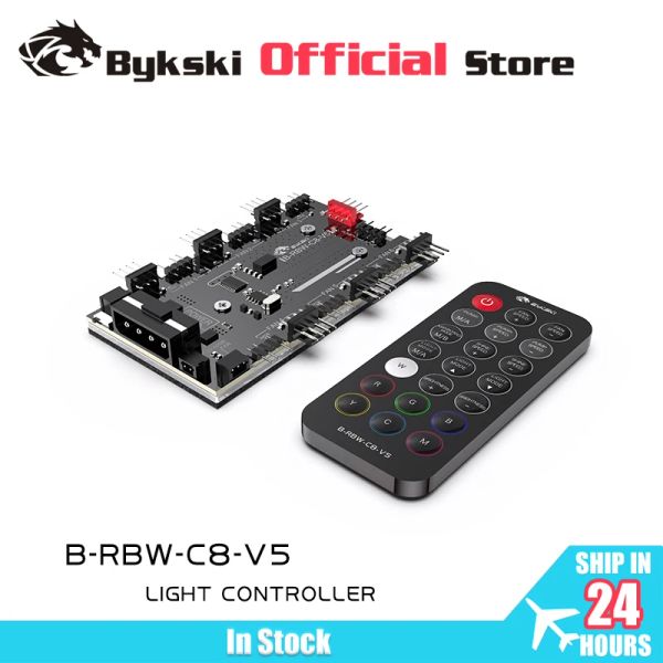 Refroidissement Bykski RBW Contrôleur pour le ventilateur de bloc 5V Argb LED Light / Support Carte mère 5V 3pin Ajouter en-tête uniquement pour Bykski BRBWC8V5