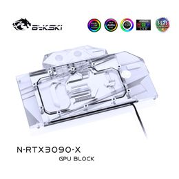 Refroidissement Bykski Water Block Utilisation pour NVIDIA RTX3080 3090 Édition de référence Carte GPU / bloc de cuivre / plaque arrière RVB AURA