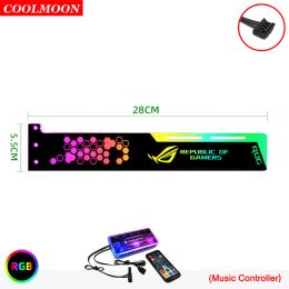 Koeling Coolmoon 5V Small 4PIN RGB LED LICHT GPU Ondersteuning VGA -houder 25cm/28 cm grafische kaartbeugel voor computerchassis pc -accessoires