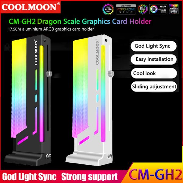 Refroidissement CoolMoon CMGH2 Graphics Carte Bracket GPU Vertical GPU Prise en charge 5V 3PIN Argb Bracket Informatique graphique Carte vidéo Carte GPU Holder