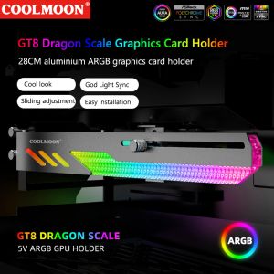Enfriamiento Coolmoon GT8 Horizontal GPU Soporte de gráficos Soporte de la tarjeta de escritorio PC Case 5V 3PIN Argb Aura Sync Sync Video Soporter VGA Soporte