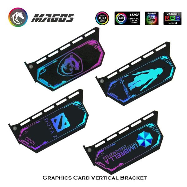 Enfriamiento de imágenes personalizadas Soporte de tarjeta gráfica vertical VGA Soporte GPU Soporte Gamer PC Gamer DIY 12V RGB 5V Argb Iluminación