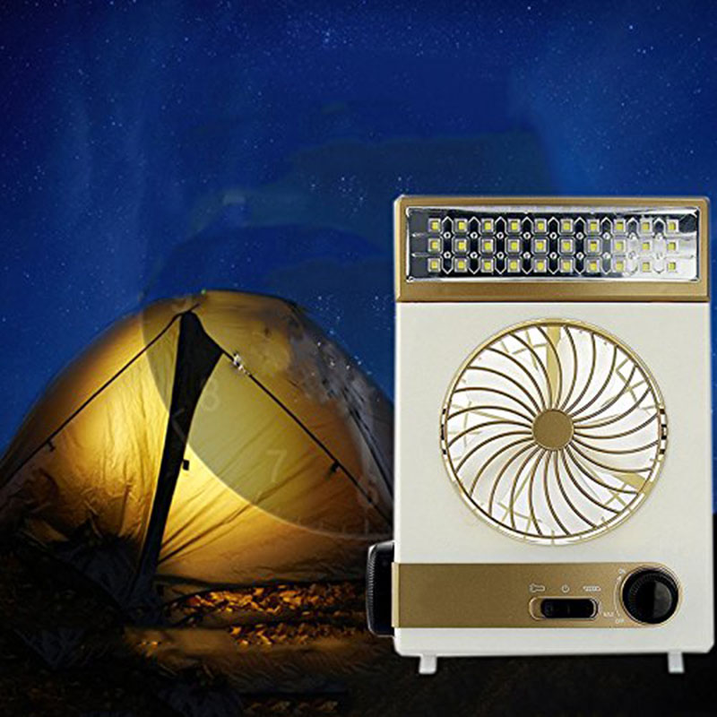 캠핑 램프 냉각 팬 다기능 테이블 램프 손전등 토치 LED 태양 광 및 AC 코드 충전 야외 캠핑