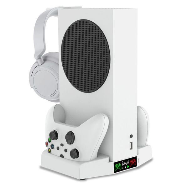 Soporte de ventilador de refrigeración para Xbox Series S Base de carga de controlador dual Gamepad Soporte de almacenamiento de auriculares para accesorios XboxSeries con caja al por menor Dropshipping