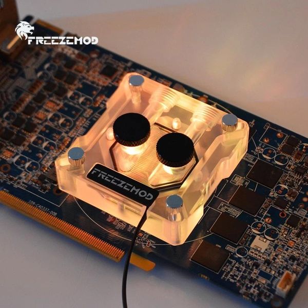 Freezemod Freezemod RGB Tarjeta de soporte Tarjeta de soporte 51 mm61 mm Bloque de enfriamiento de agua de cobre VGA Bloque de enfriamiento de líquido. 12V/5V VGATMD