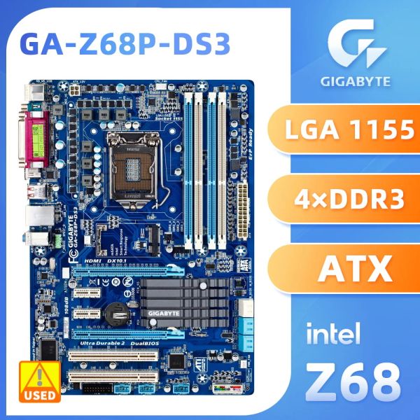 Enfriamiento Gigabyte Gaz68pds3 Placa base Intel Z68 Chipset LGA 1155 Admite i7 I5 I3 Pentium Celeron Processor DDR3 32GB 2133 1866